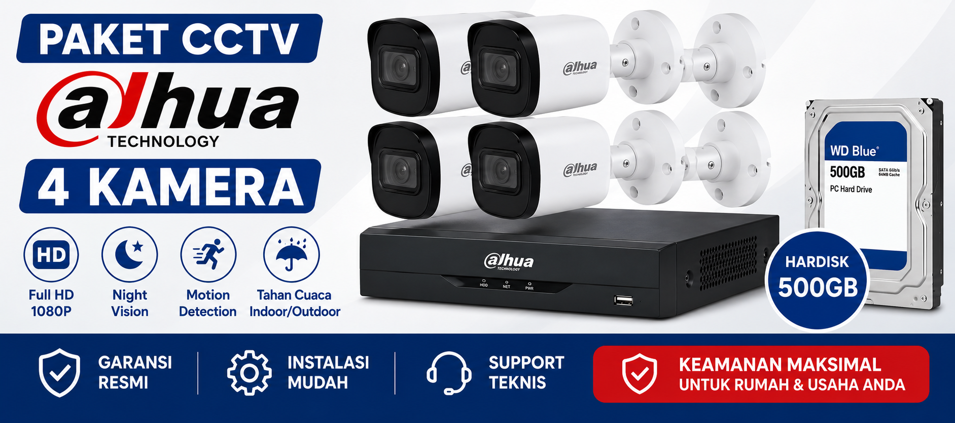 Paket DAHUA 4 Kamera Full HD