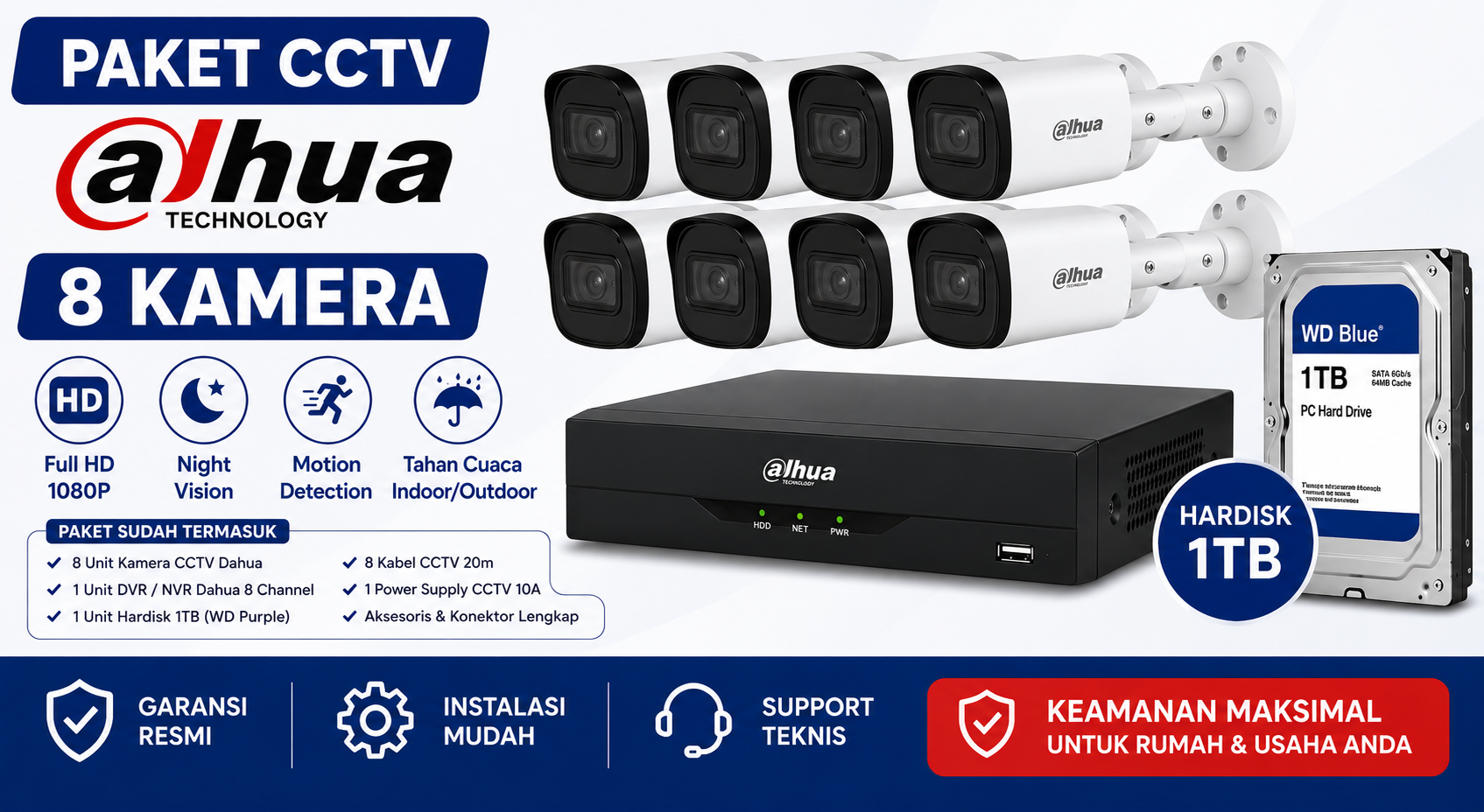 Paket DAHUA 8 Kamera Full HD