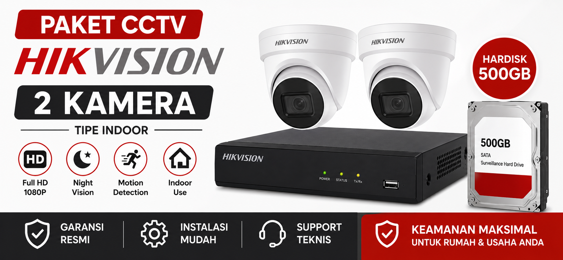 Paket HIKVISION 2 Kamera Full HD