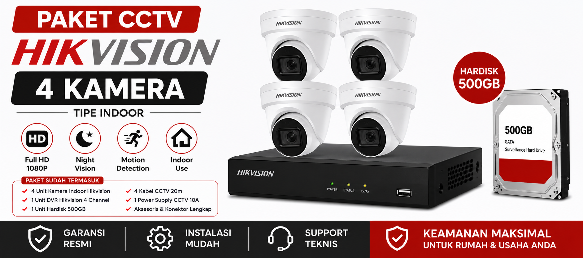 Paket HIKVISION 4 Kamera Full HD