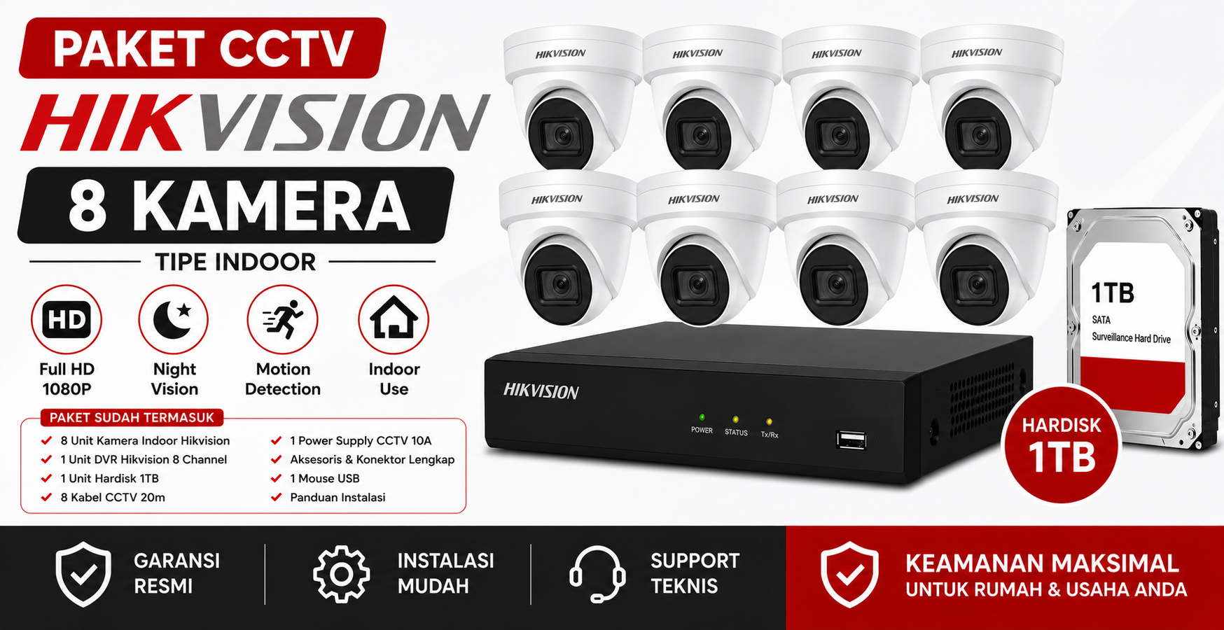 Paket HIKVISION 8 Kamera Full HD